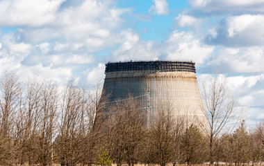 Cooling tower half ready in chernobyl