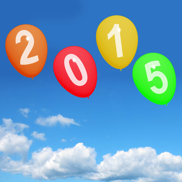 2015 On Balloons Representing Year Two Thousand And Fifteen Cele