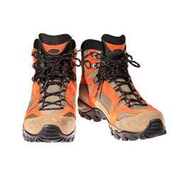 Hiking boots on the white background