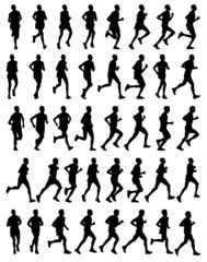 40 high quality male marathon runners silhouettes