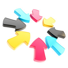 Arrow attention symbol badge isolated