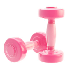 Two pink dumbbell isolated on white