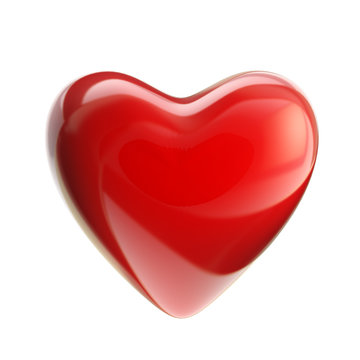 Red glossy heart isolated