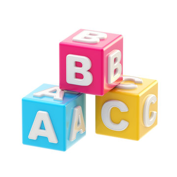 ABC glossy cube illustration isolated