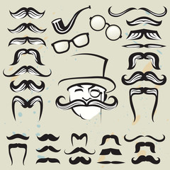 retro set of mustaches and other accessories