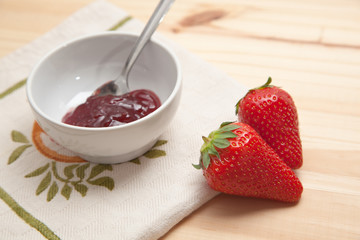 breakfast with strawberry jam