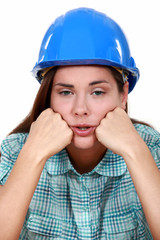Portrait  of a female laborer exhausted