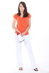 Woman holding megaphone