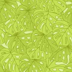 Vector illustration leaves of palm tree. Seamless pattern.