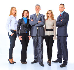 Portrait of business people standing on a white