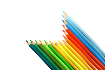 colored pencils on white background