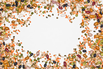 Legumes and cereales white background title