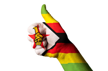 zimbabwe national flag thumb up gesture for excellence and achie