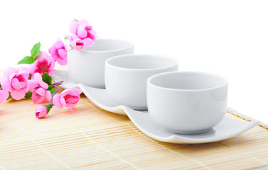 Obraz na płótnie Canvas white porcelain bowls for rice