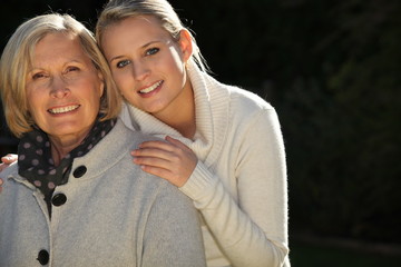 Fototapeta premium Mother and daughter stood together
