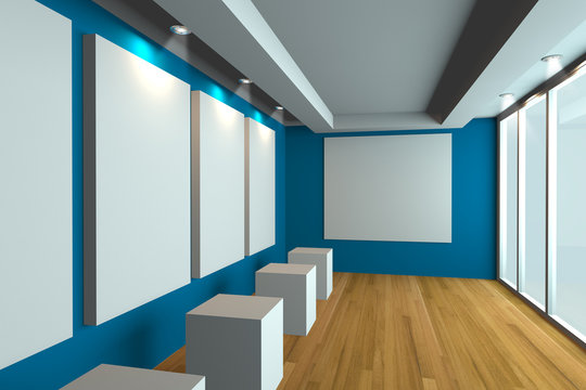 Empty room blue gallery