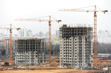 Construction site with tower cranes © Kadmy