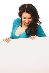 Beautiful woman with a blank