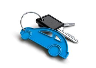 Car keys with blue car keyring