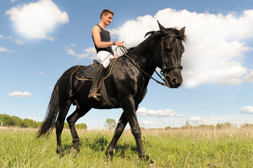 Fototapeta na wymiar young man and horse