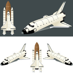 Naklejka premium Set of space ship isolated on white. vector