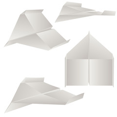 Paper plane vector set isolated on white