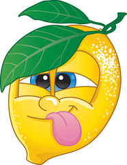 Cute lemon fruit character pulling a funny face