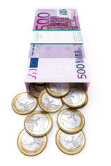 euro money box on white isolated background  (front version)