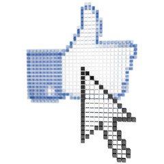 de cursor over een pictogram duimen omhoog (geïsoleerd op wit)