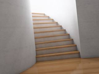 Wooden spiral staircase interior