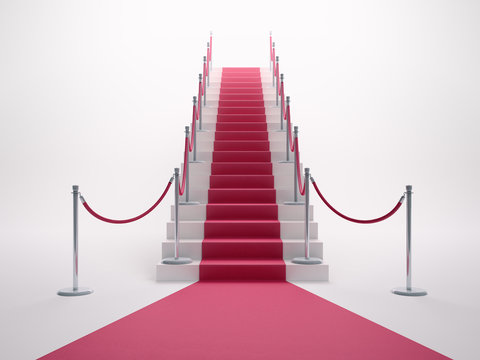 Red carpet leading up the stairs
