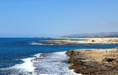 seascape. Blue sky, sea and a lot of tourists.