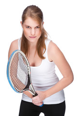 Woman with tennis racket