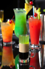 various cocktails at the bar