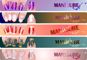 Naklejka premium French manicure banners set