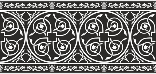Seamless gothic floral vector border with fleur-de-lis - 41283067