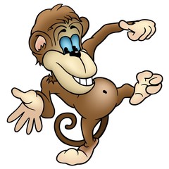 Cheerful Monkey - colored cartoon illustration