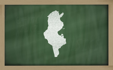 outline map of tunisia on blackboard