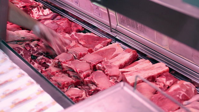 Display Case in Butcher Shop