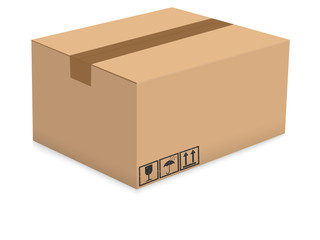 Cardboard box isolated on the white background.