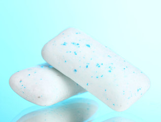 chewing gums on blue background