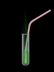 test tube with drinking straw