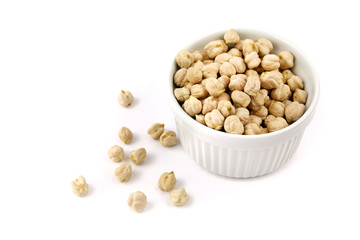 Chickpeas in a bowl isolated