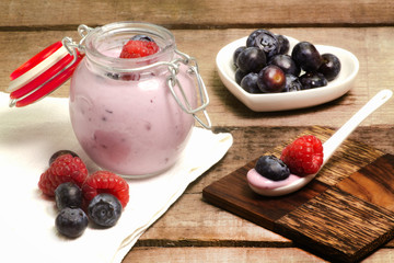 red fruits yogurt with fruits