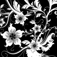 Cercles muraux Fleurs noir et blanc abstrait