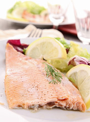 grilled fish and vegetables