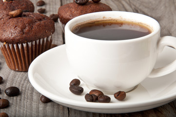 cup of coffee and chocolate cake
