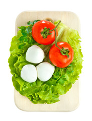 Cheese with tomato and salad