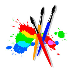 Brushes on colorful abstract background