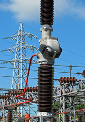 Powerhouse with lattice girders, switches, disconnectors, bars o